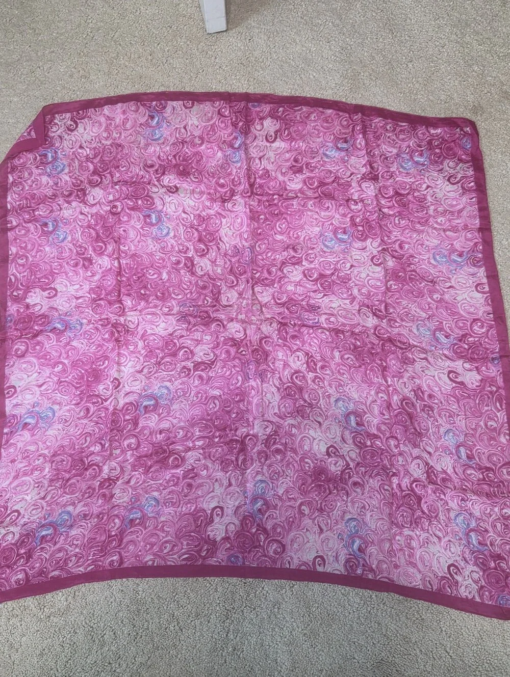 large square silk pink blue scarf abstract watercolor bold print spring summer